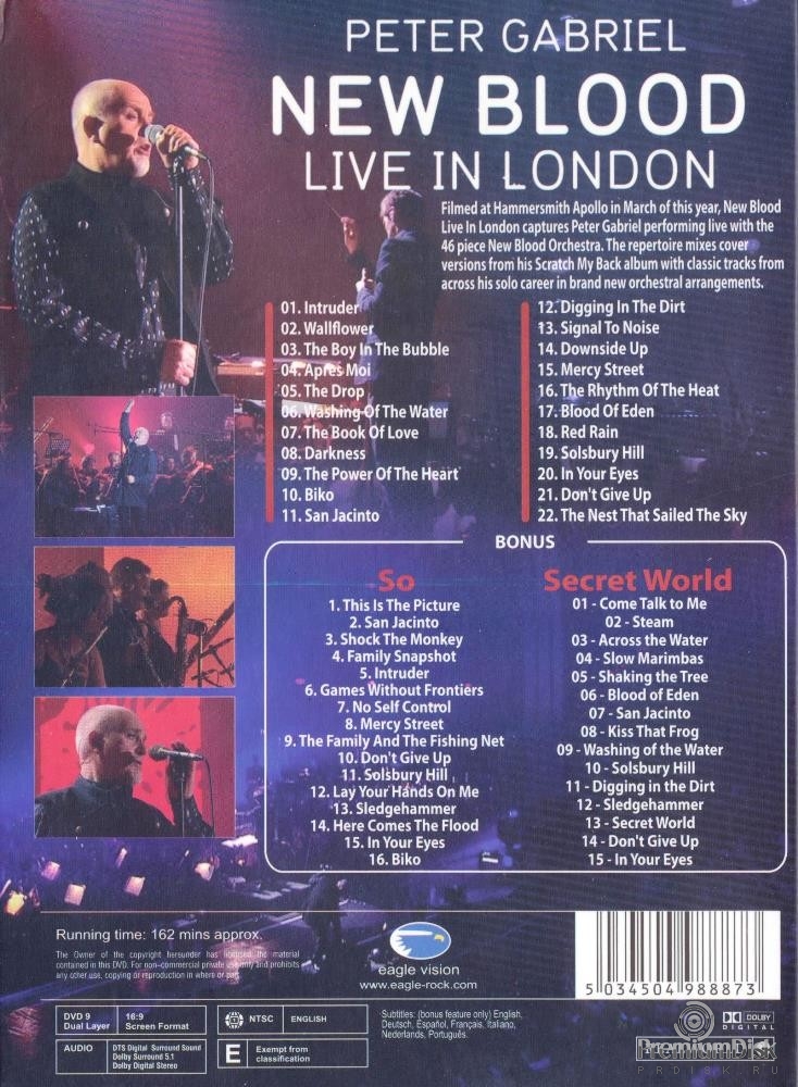 Peter Gabriel: New Blood - Live in London (3DVD)